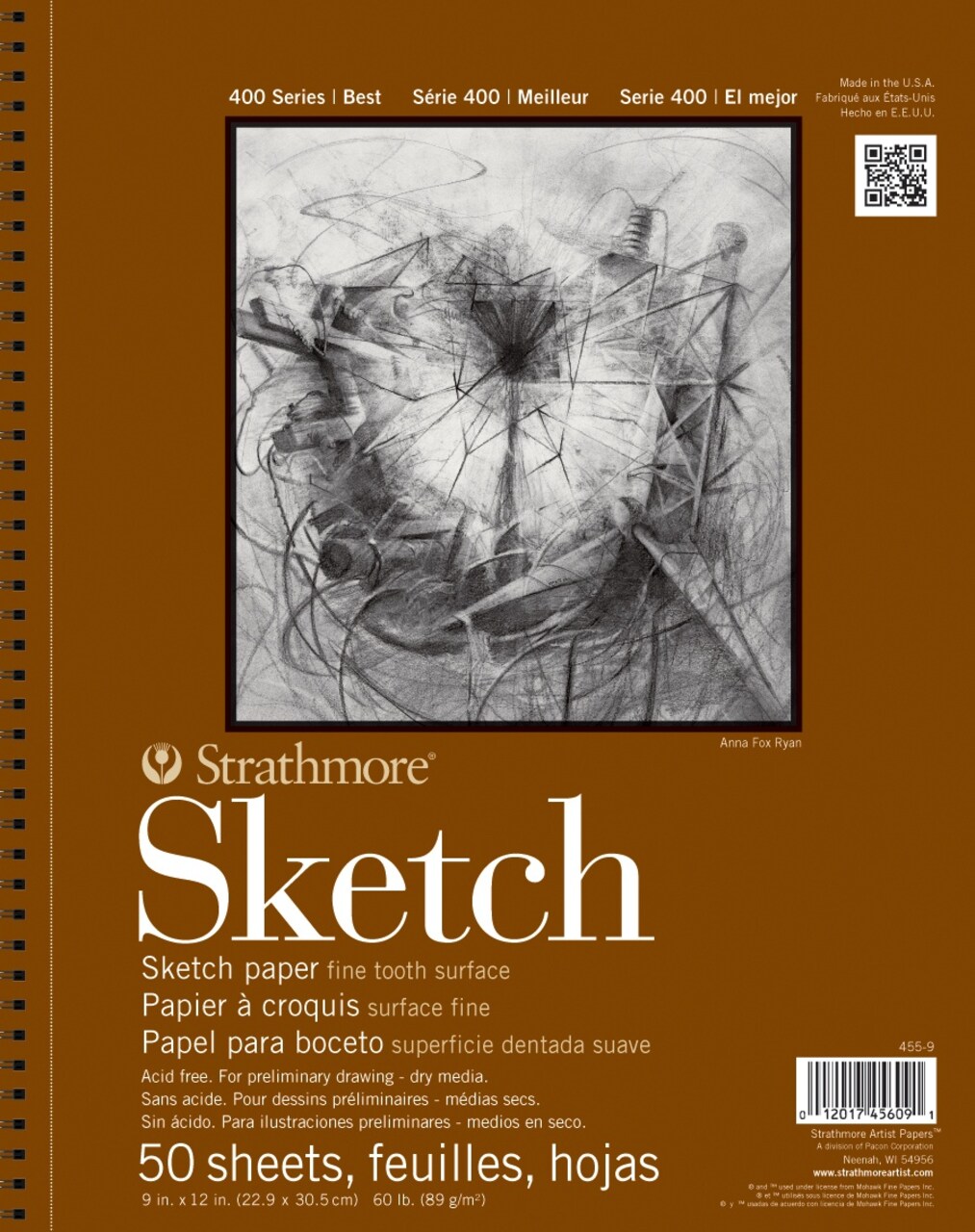 Strathmore 400 Series Sketch Pad 9"X12"-Sprial Bound Side, 50 Sheets